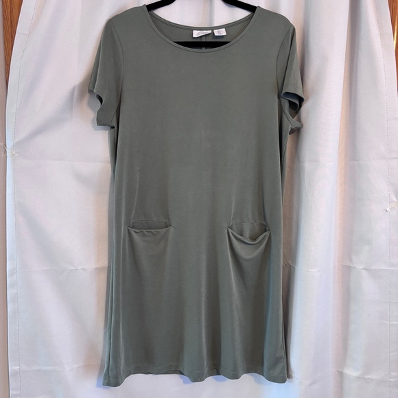 Sigrid Olsen Dresses & Skirts - Sigrid Olsen Sage Green Crewneck Shift Top Dress ~ sz L
